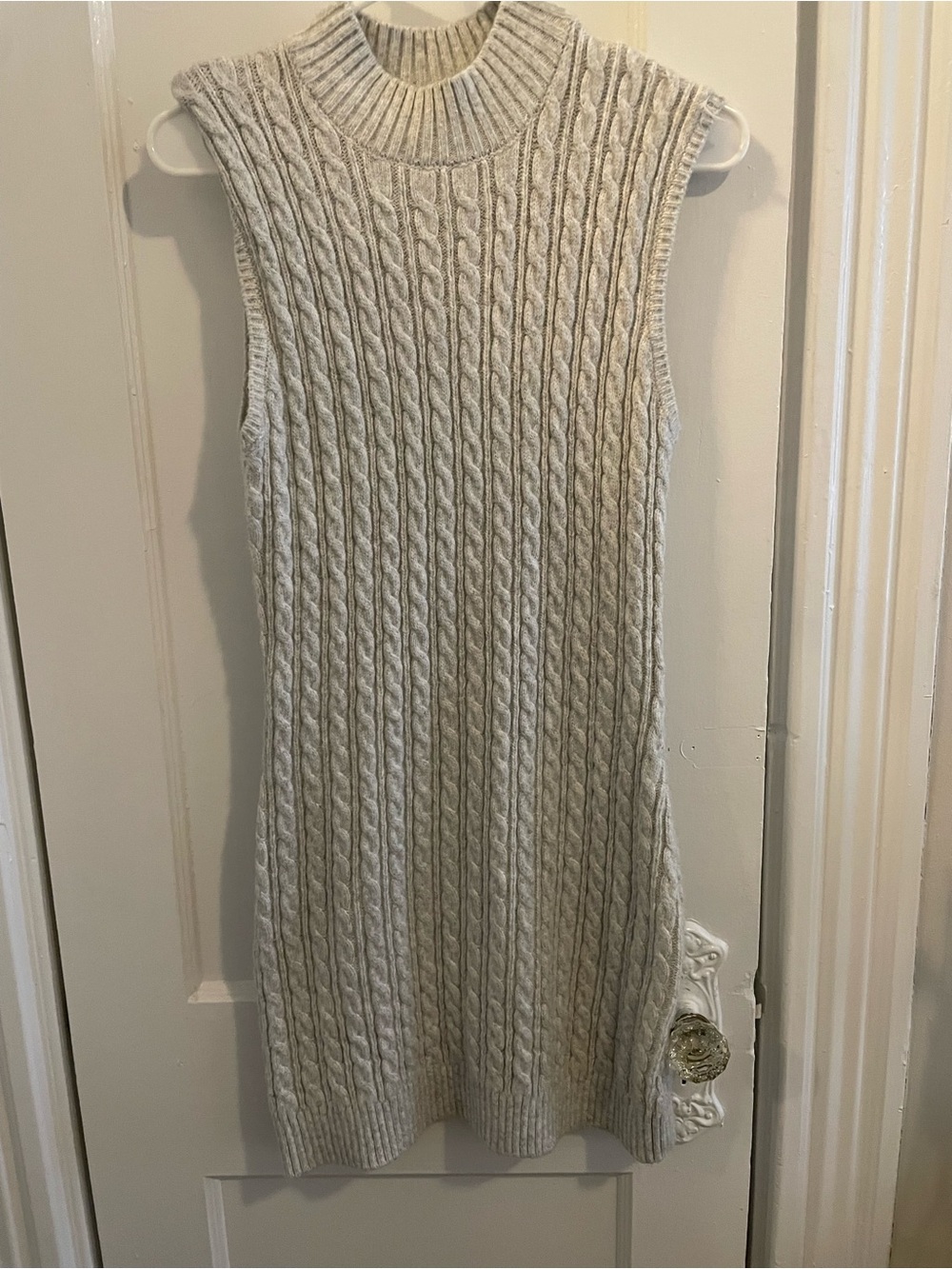 Sincerely Jules Cream Cable Knit Sleeveless Sweater Dress